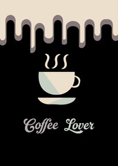 Print Tea or Coffee lover mobile wallpaper background in black background vector eps 10 wallpaper, fabric, textile cards, covers ,banners ,branding .
