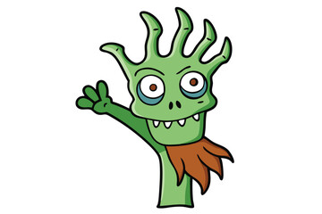 Halloween zombie hand doodle on white background