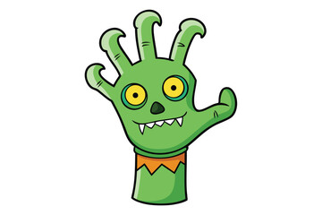 Halloween zombie hand doodle on white background