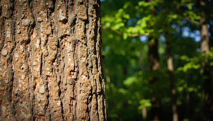 Obraz premium Close-up of Rough Textured Bark of a Large Tree in Forest Setting for Nature Blogs, Environmental Education, Digital Presentations, and Relaxation Themes