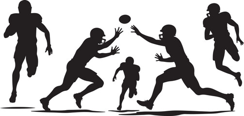 Fototapeta premium American Gridiron Shadows: Dynamic Silhouettes of Football Athletes in Action