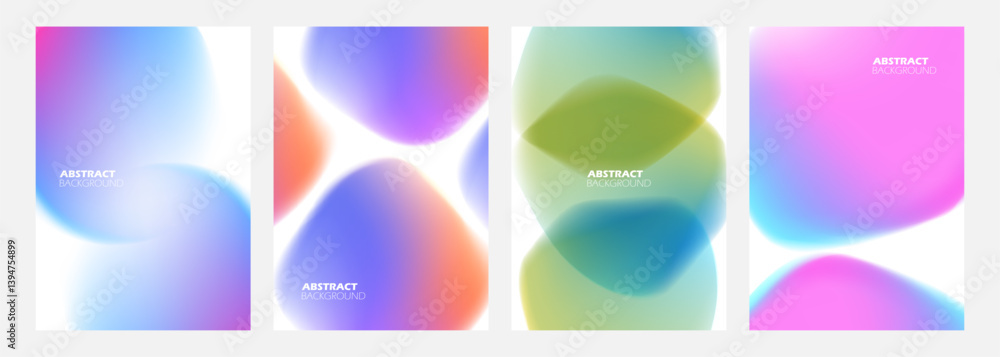 Aufkleber Set of abstract backgrounds with blurred color stains. Bright color gradients. Vibrant defocused shapes for creative graphic design. Vector illustration.