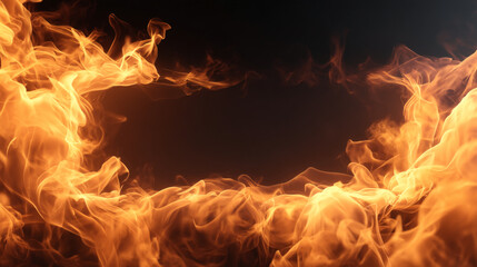 Fototapeta premium Fire flames background hot burning blaze inferno heat danger flame texture abstract fiery wallpaper