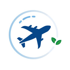 Fototapeta premium Minimalist Airplane Icon with Leaf Trail 