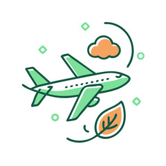 Naklejka premium Minimal Icon of a Plane with Leaf Trail 