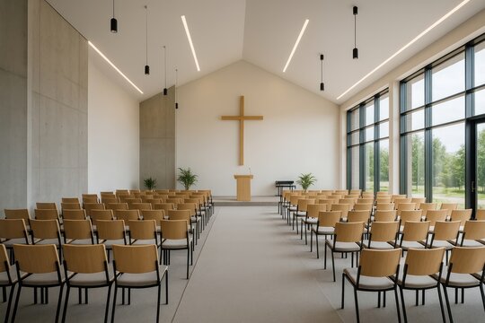Modern serene church interior
