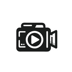 Flat Design Videography Logo, Play Button Inside Camera Icon