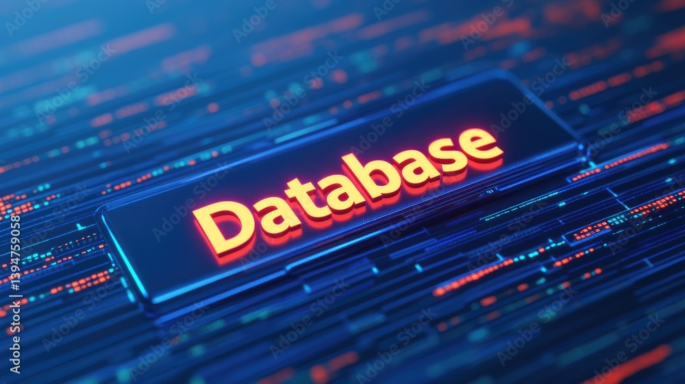Poster digital database concept futuristic technology illuminated interface data management system