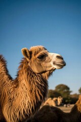 there is a camel that is standing in the dirt