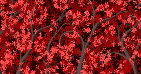 4K HD nature backgrounds, trees and leaves art creations Red