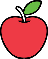 Fresh red apple vector illustration with a green leaf