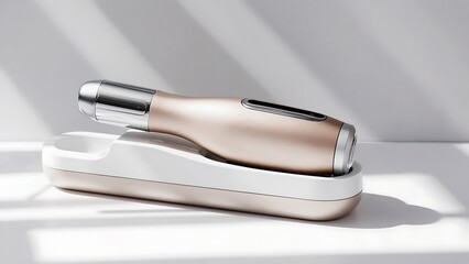 Rose gold beauty device on white