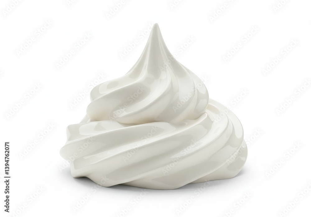 Poster a single swirl of white soft serve ice cream isolated on a plain white background in a studio shot i