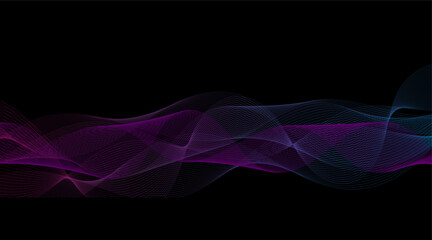 Purple gradient dark background abstract wave lines curved texture vector design