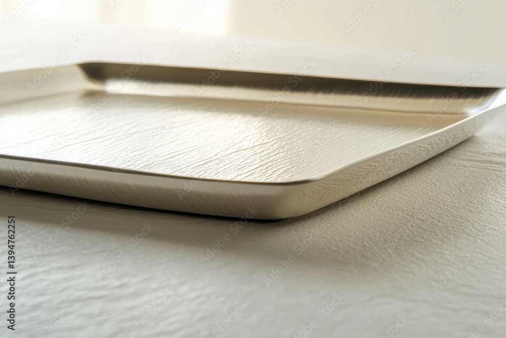 Poster metal tray resting on a textured surface with soft lighting creating a serene ambiance