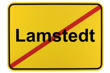 Illustration eines Ortsschildes der Gemeinde Lamstedt in Niedersachsen