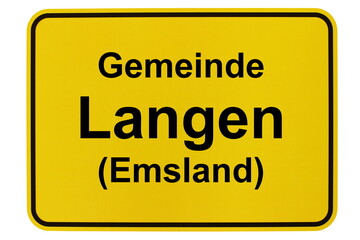 Illustration eines Ortsschildes der Gemeinde Langen (Emsland) in Niedersachsen