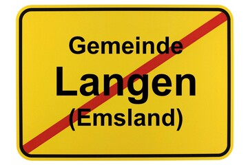Illustration eines Ortsschildes der Gemeinde Langen (Emsland) in Niedersachsen