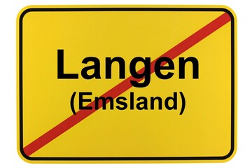 Illustration eines Ortsschildes der Gemeinde Langen (Emsland) in Niedersachsen