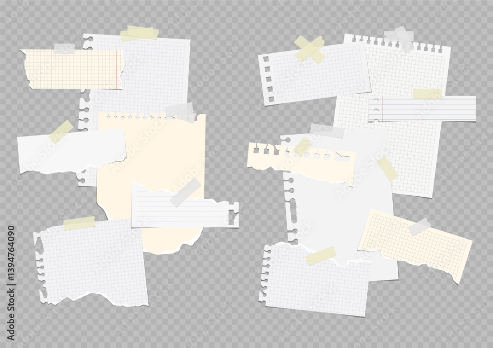 Poster vector notebook sheets attached with adhesive tape.
