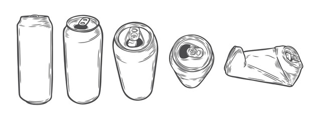 Hand drawn sketch of a beer can