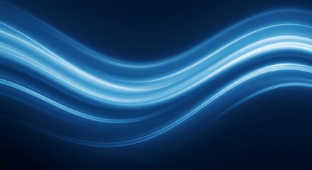 Fototapeta premium Abstract Blue Wave Design: Serene Curves and Glowing Lines