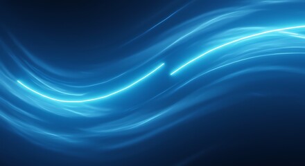 Fototapeta premium Abstract Blue Waves: Glowing Light Trails and Dynamic Curves