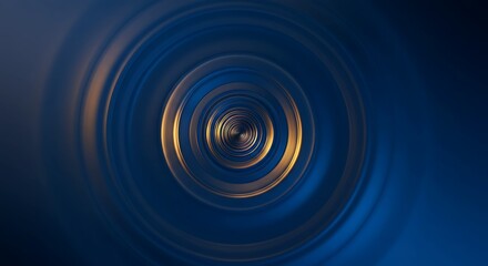 Abstract Blue and Gold Concentric Circles: A mesmerizing digital artwork featuring concentric circles in shades of blue and gold, creating a captivating visual experience.