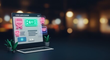 Digital Loan Application Process Approved Online Banking  Financial Technology Interface