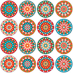 Seamless pattern with dot mandalas vector illustration background ethnic print for paper, pack, textile atc	
