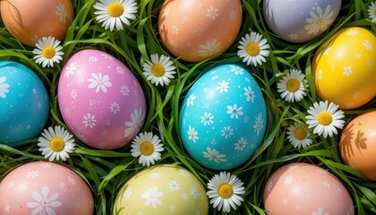 easter eggs in grass