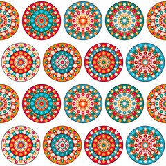 Seamless pattern with dot mandalas vector illustration background ethnic print for paper, pack, textile atc	
