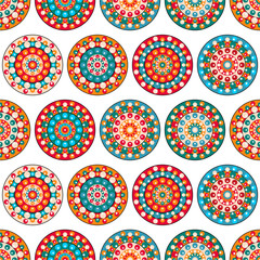 Seamless pattern with dot mandalas vector illustration background ethnic print for paper, pack, textile atc	
