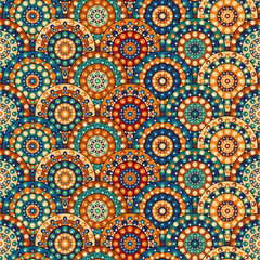 Seamless pattern with dot mandalas vector illustration background ethnic print for paper, pack, textile atc	
