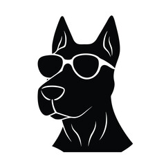 Fototapeta premium Dog Silhouette With Sunglasses Silhouette