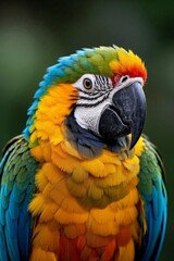 Obraz premium brightly colored parrot with a red, yellow, and blue beak
