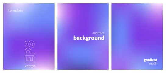 Abstract liquid background set. Gradient mesh. Effect bright color blend. Blurred fluid colorful mix. Modern design template for web covers, ad banners, posters, brochures, flyers. Vector EPS