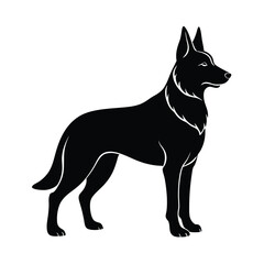 German Shepherd Silhouette Standing Alert Silhouette