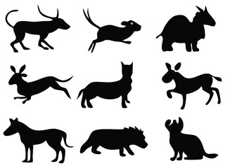 Dynamic Wildlife Silhouettes Nine Unique Animal Shapes for Design
