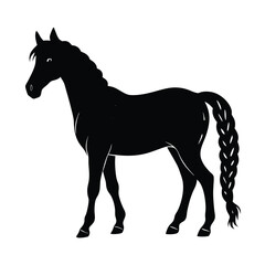 Horse Silhouette With Braided Mane Silhouette