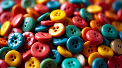 Pile Of Colorful Craft Sewing Buttons