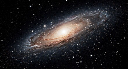 Fototapeta premium Spectacular Andromeda Galaxy View with Star Clusters and Cosmic Dust