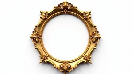 Ornate Golden Frame On White Background