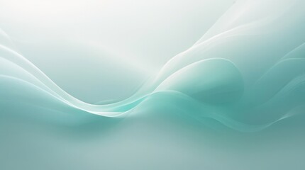 Fototapeta premium Ethereal Mint Green Abstract Waves, Minimal Soft Flowing Background in 4K