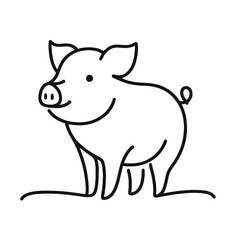 Fototapeta premium shoat a young pig one line drawing of calf , transparent background PNG image