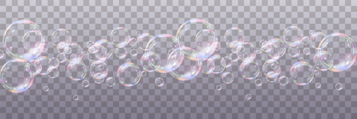 Festive bubbles.Network of realistic soap bubbles.Vector.EPS 10.