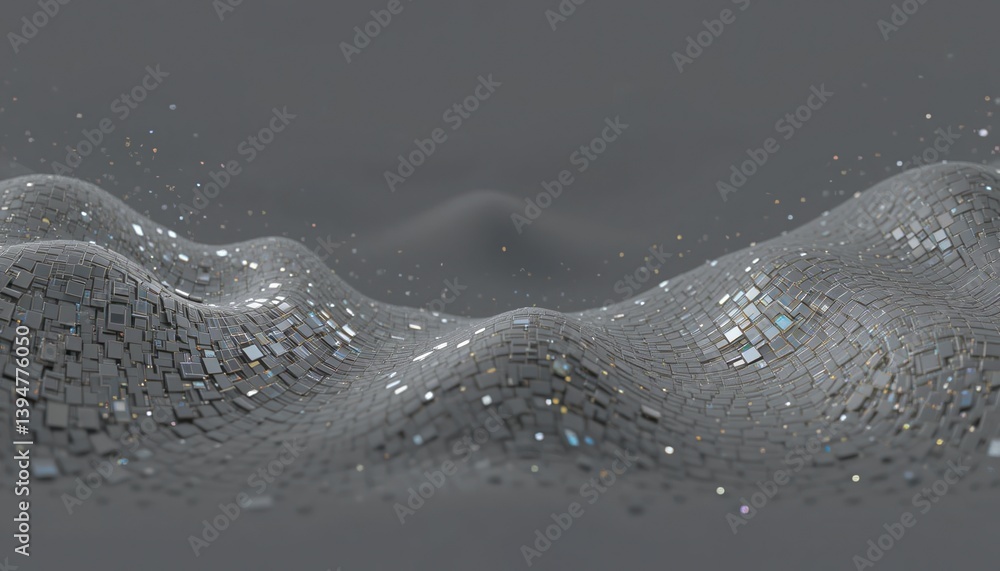 Poster digital transformation in abstract landscapes virtual space 3d render futuristic environment close-u