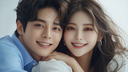 Close-up portrait of a happy young couple.