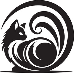 Kitten Curled Position Logo Vector