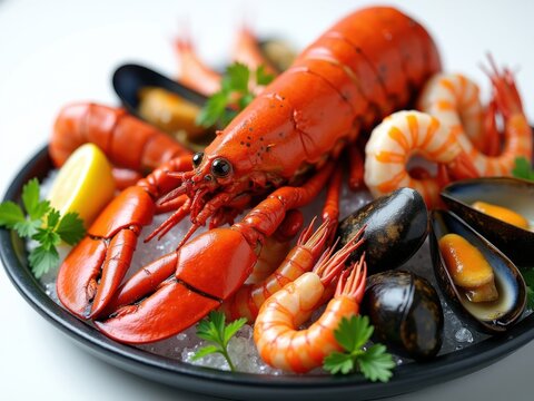 Plato de mariscos frescos con colores vibrantes